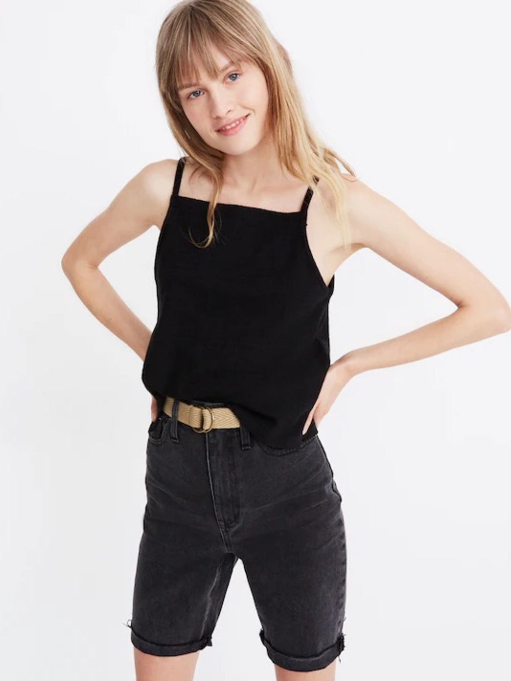 NWT Madewell Apron Tank Top in Black Size M
